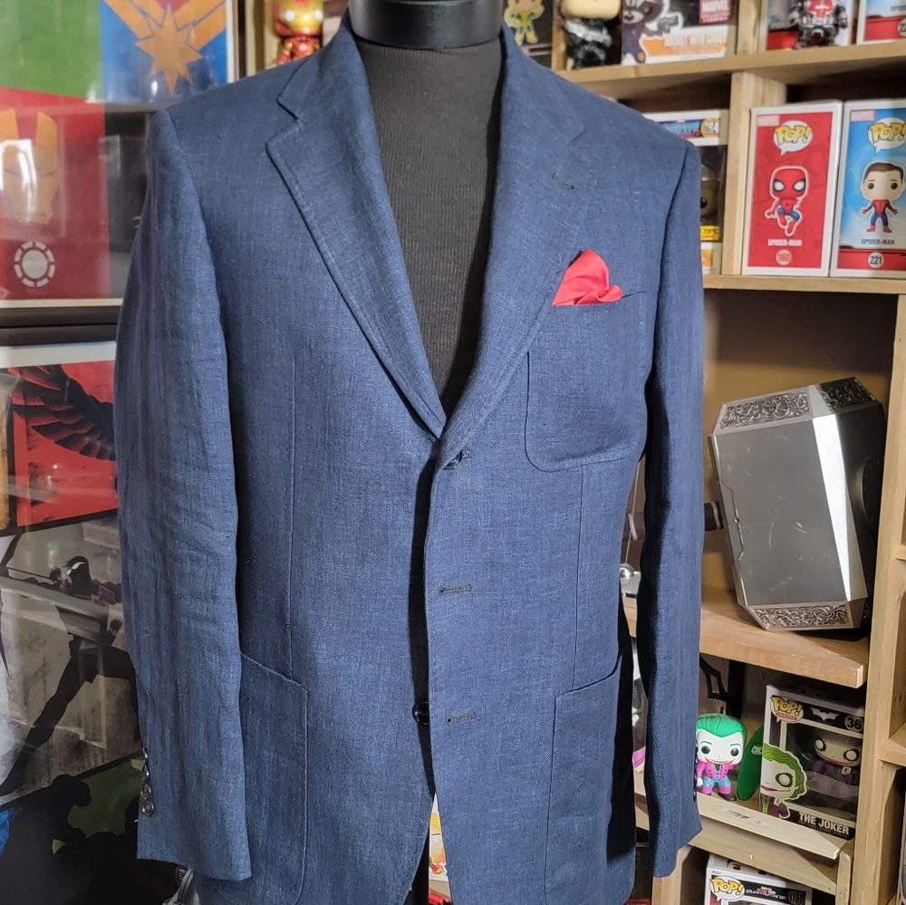 3 button linen sport coat